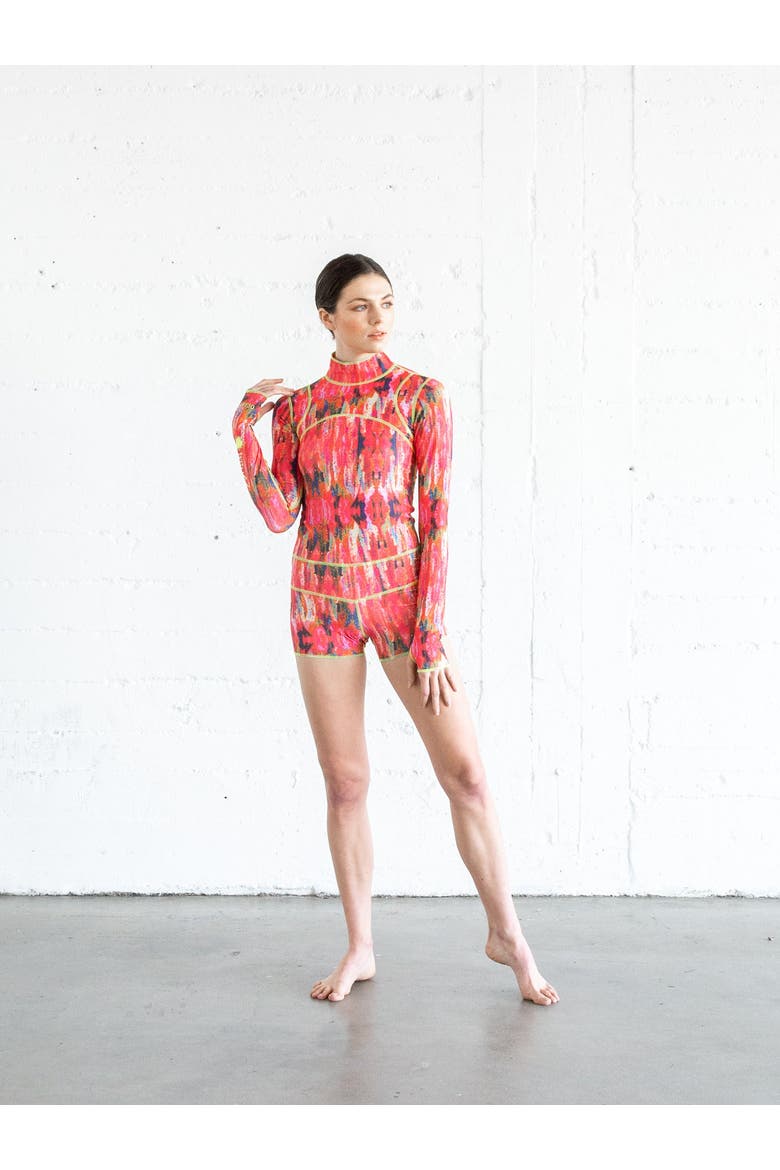 Women's Short One-Piece Swimsuit - UPF 50+, Main, color, Vibrant Orange Red
