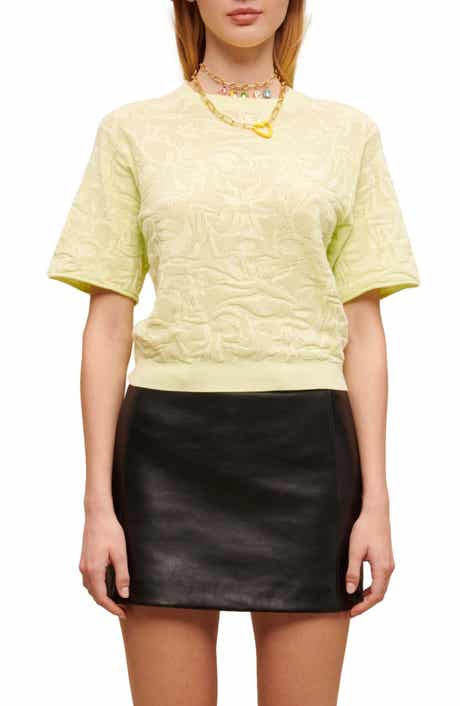 maje Munik Floral Textured Short Sleeve Sweater