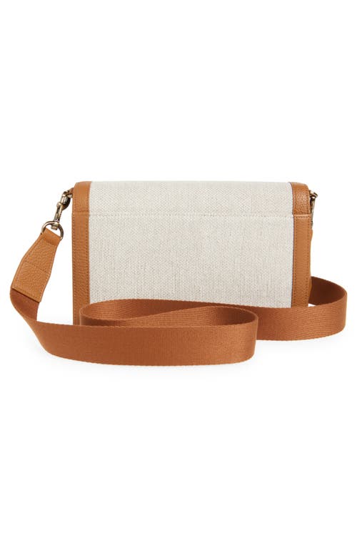 Shop Akris Anouk Canvas & Calfskin Shoulder Bag In Stucco/cuoio