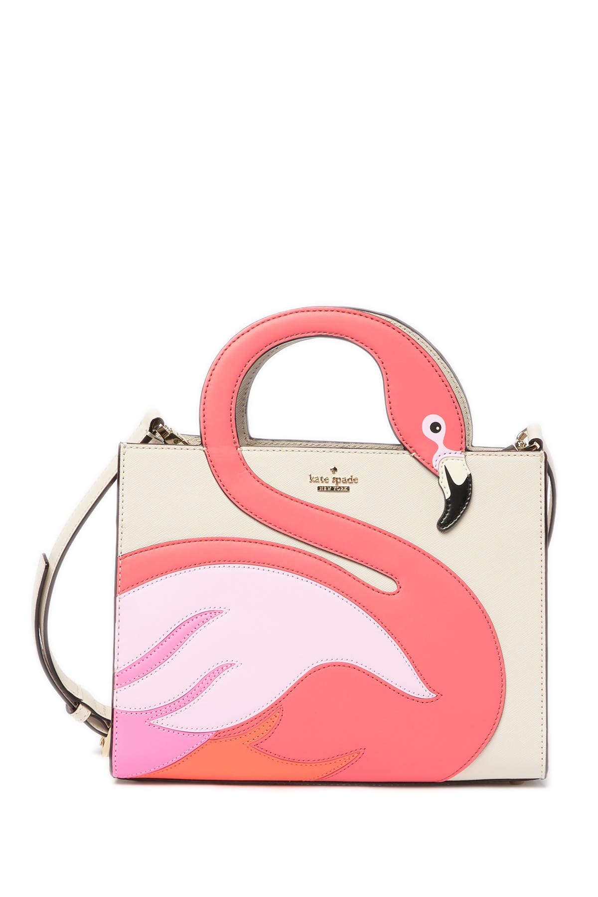 Kate Spade New York by the pool - flamingo sam leather tote, Main, color, 