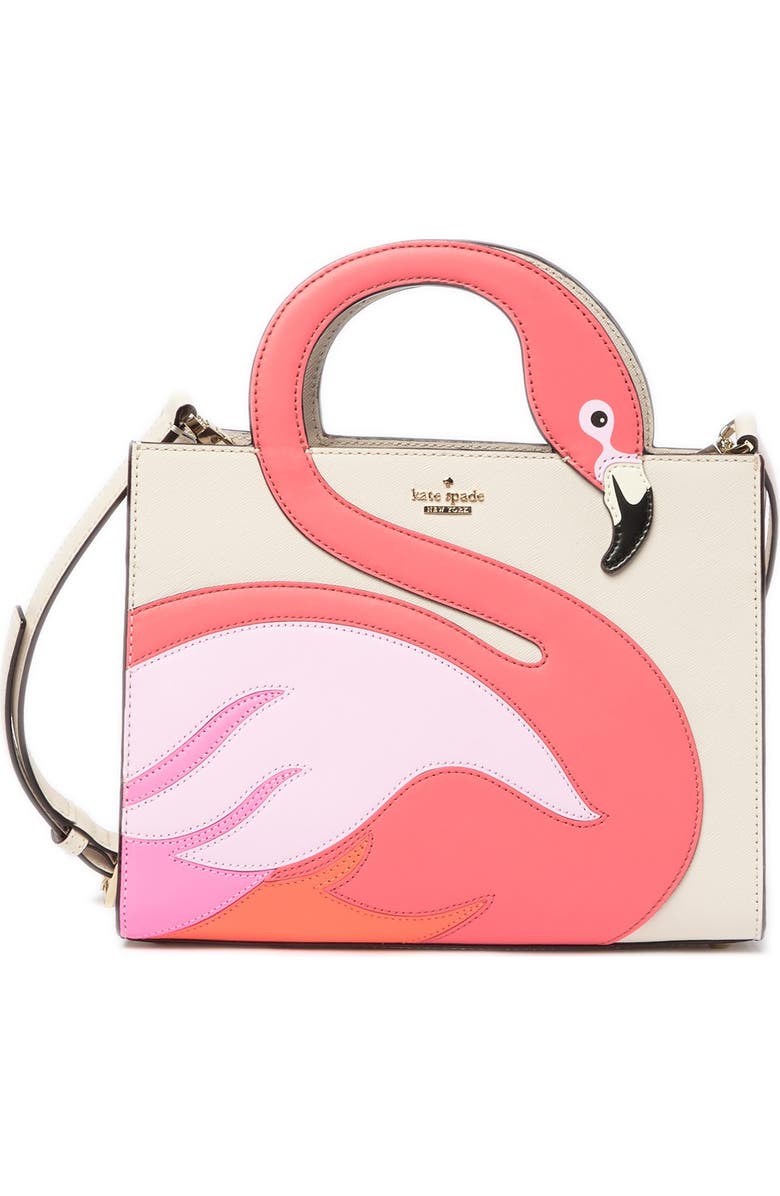 Kate Spade New York by the pool - flamingo sam leather tote, Main, color,