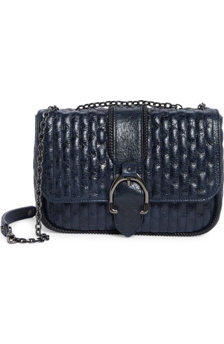 Longchamp Small Amazone Leather Quilted Convertible Crossbody Bag, Main, color, Navy