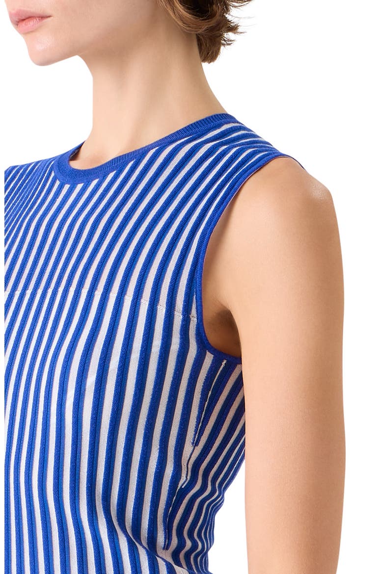 Two-Tone Silk, Wool & Cotton Blend Sweater Dress, Alternate, color, LAPIS BLUE-ECRU