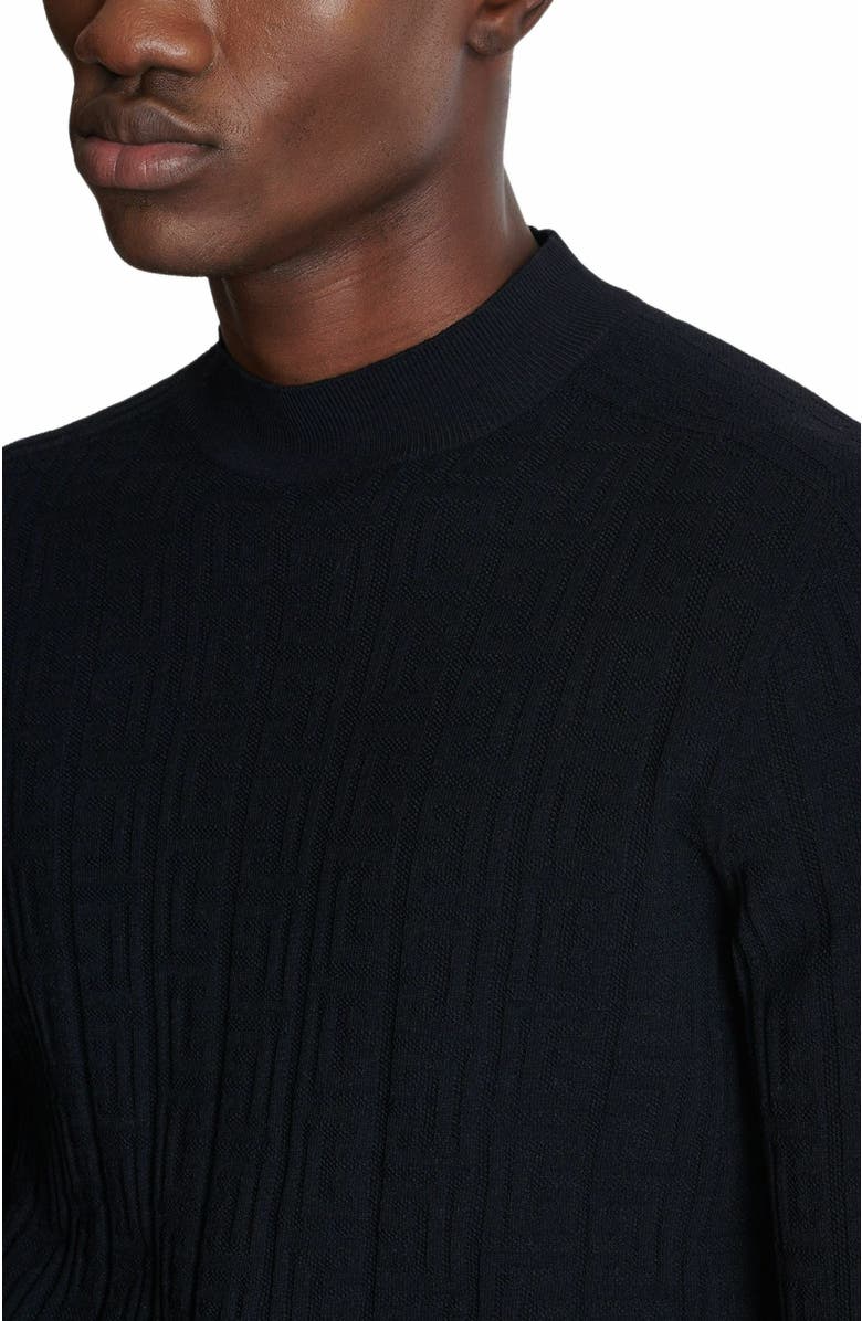 Balmain Silk And Cotton Knit Pb Jumper, Alternate, color, Black