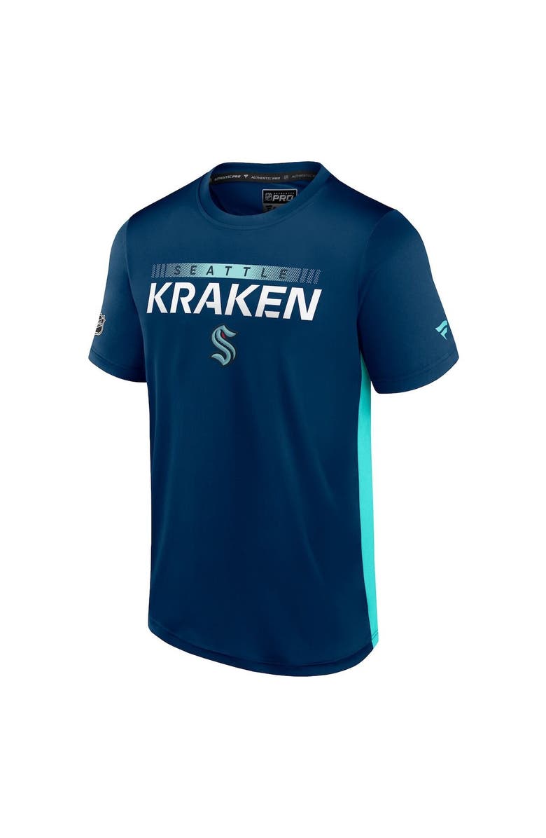 FANATICS Men's Fanatics Branded Deep Sea Blue/Light Blue Seattle Kraken Authentic Pro Rink Tech T-Shirt, Alternate, color, Navy