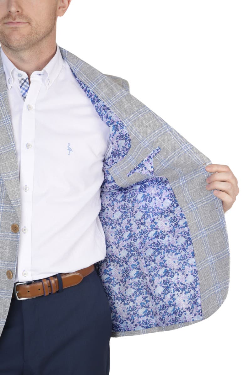 TailorByrd Regent Grey Plaid Texture Yarn Dyed Linen Blend Sport Coat, Alternate, color, Regent Grey
