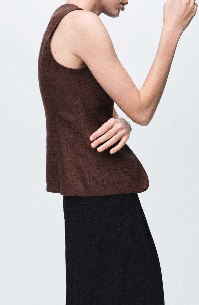 MANGO Button Front Wool Blend Vest, Alternate, color, Tobacco Brown
