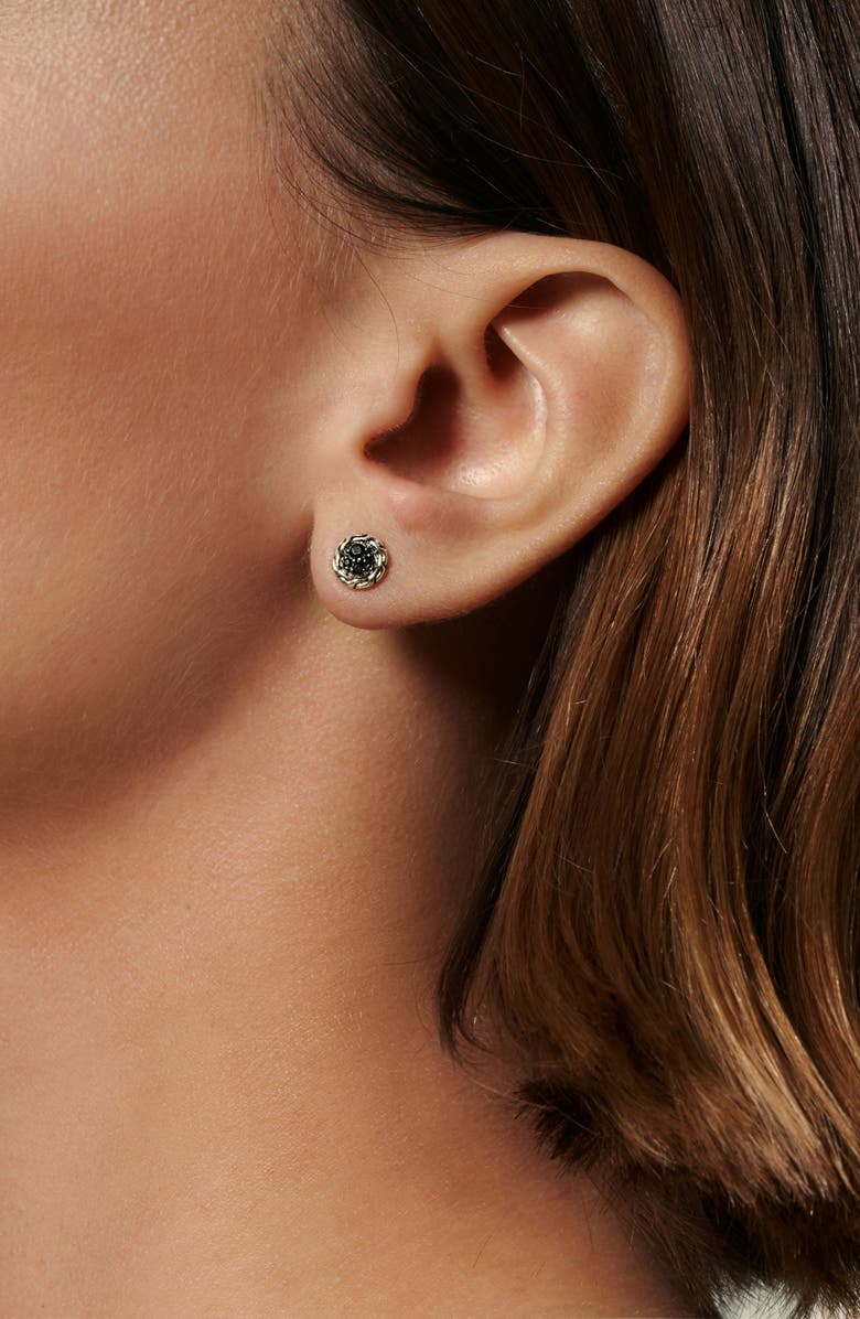 John Hardy Carved Chain Stud Earrings, Silver, Pavé, Alternate, color, 