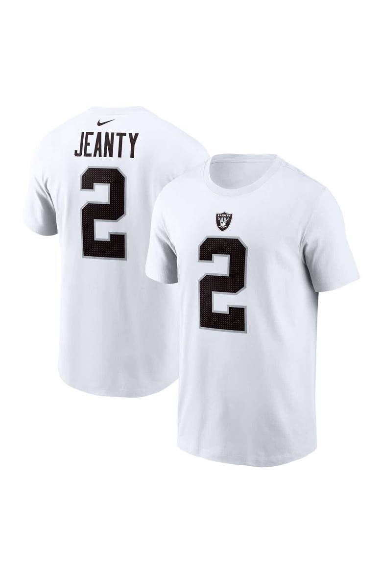 Men's Nike Ashton Jeanty White Las Vegas Raiders 2025 NFL Draft First Round Pick Player Name & Number T-Shirt, Main, color, White