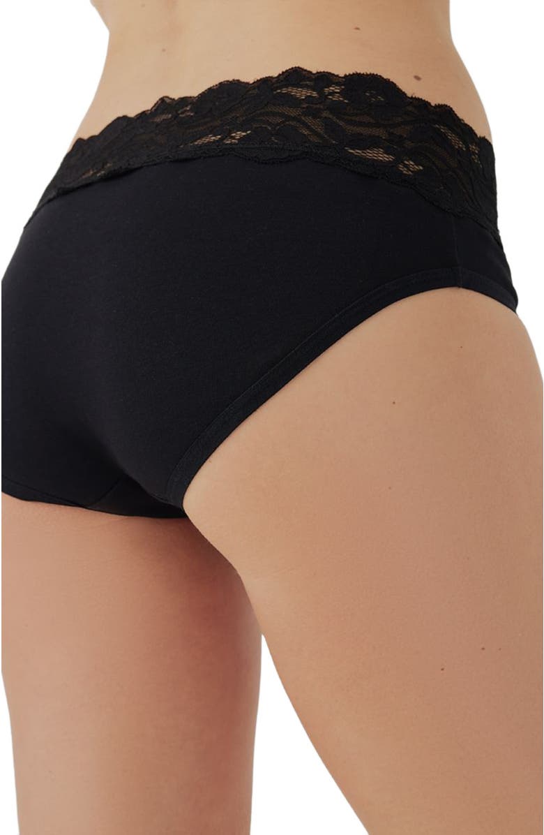 Pact Organic Cotton Lace Waist Brief 3-Pack, Alternate, color, Black