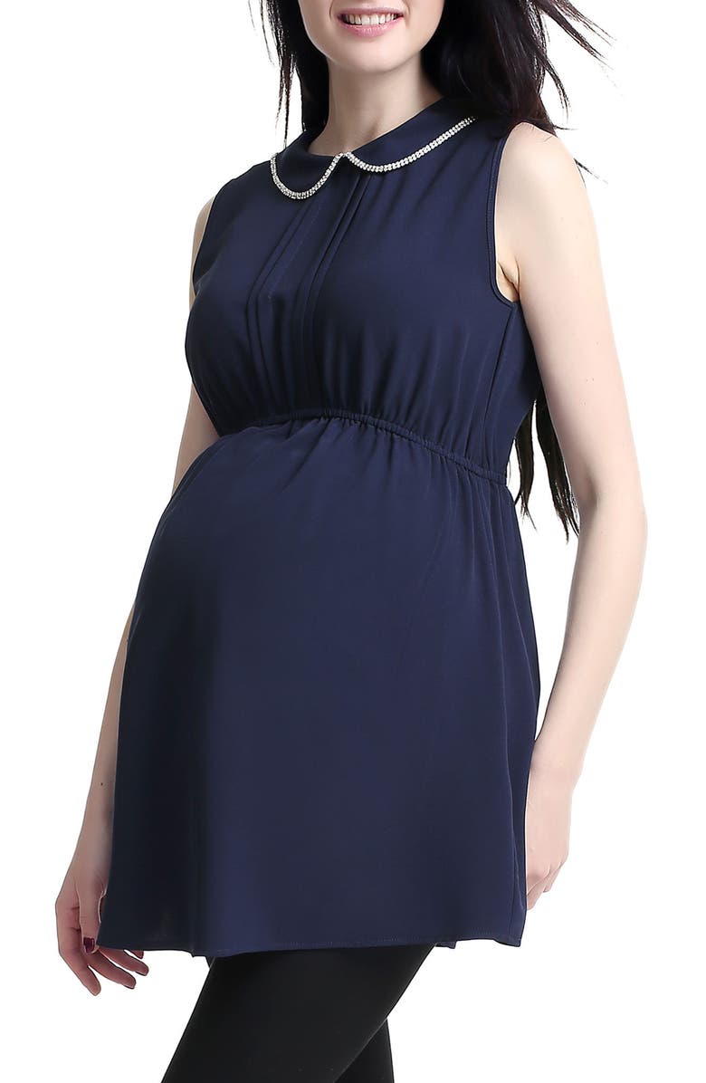 Kimi and Kai Callie Crystal Embellished Collar Maternity Blouse, Alternate, color, 