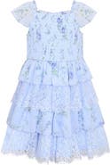 Zunie Kids' Floral Chiffon & Lace Tiered Dress