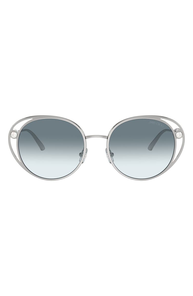 Jimmy Choo 53mm Oval Sunglasses, Main, color, Silver