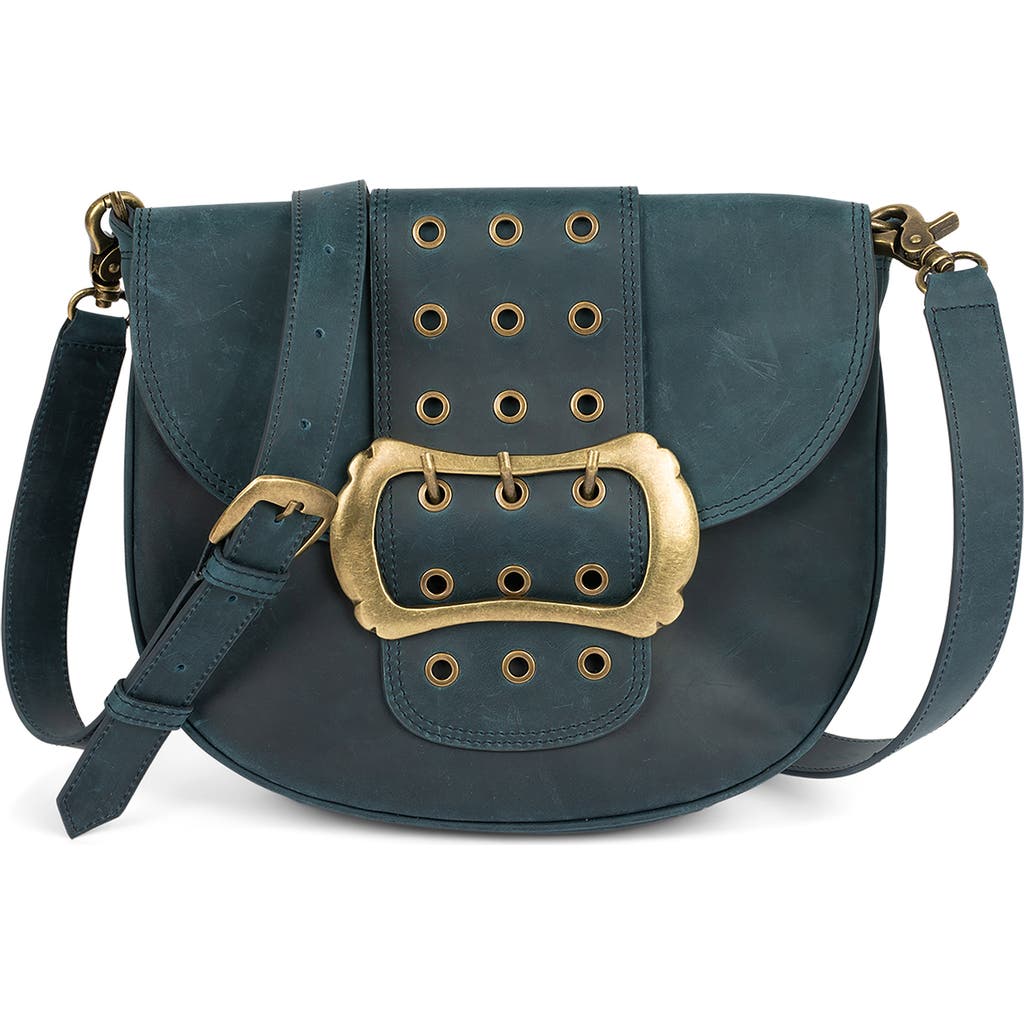 Jeffrey Campbell Side-quest Leather Crossbody Bag In Dark Blue Bronze