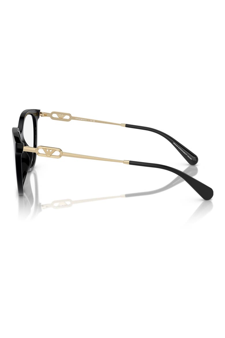 53mm Cat Eye Optical Glasses, Alternate, color, SHINY BLACK / CLEAR