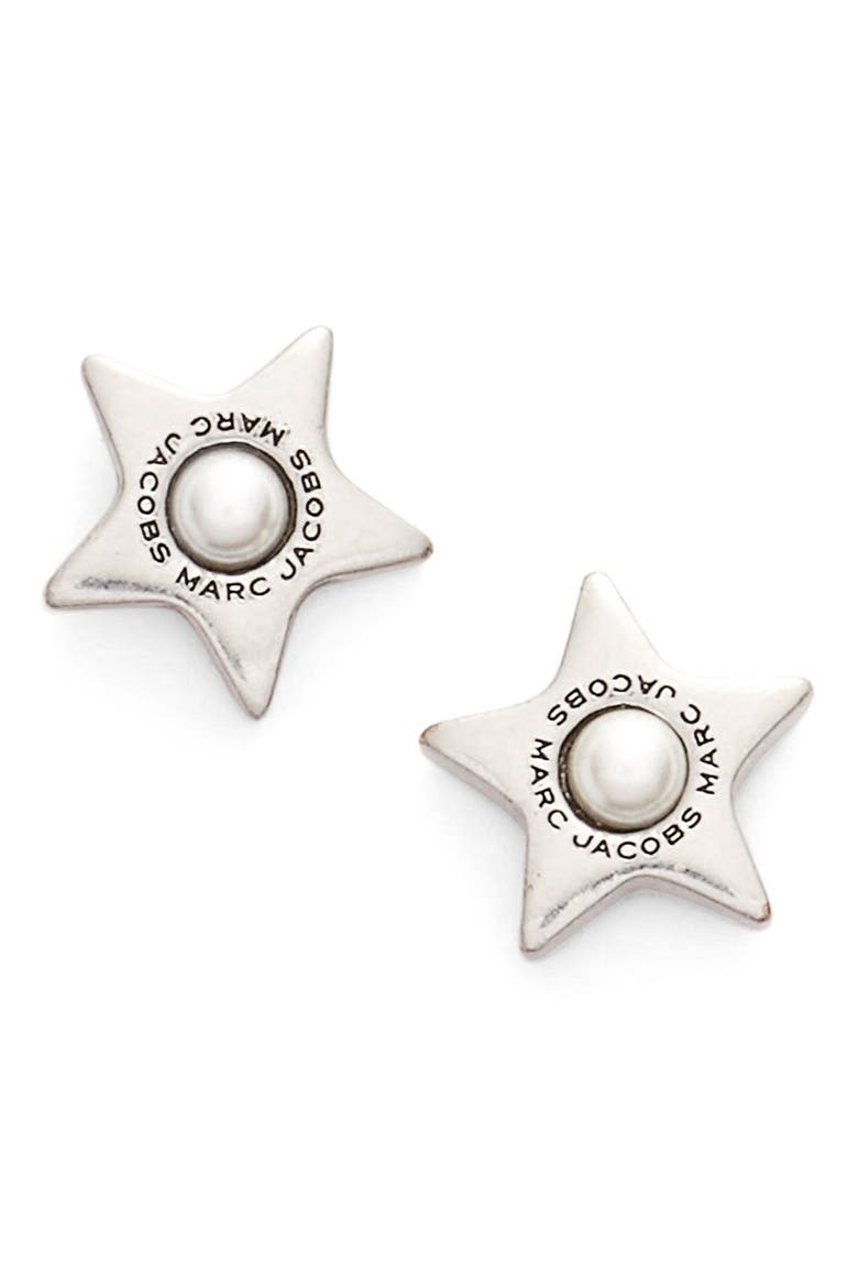 Imitation Pearl Stud Earrings, Main, color, SILVER