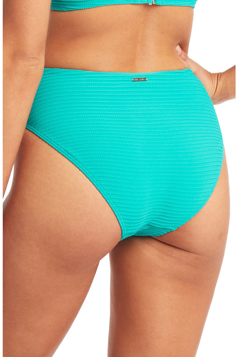 Retro High Waist Bikini Bottoms, Alternate, color, AQUA