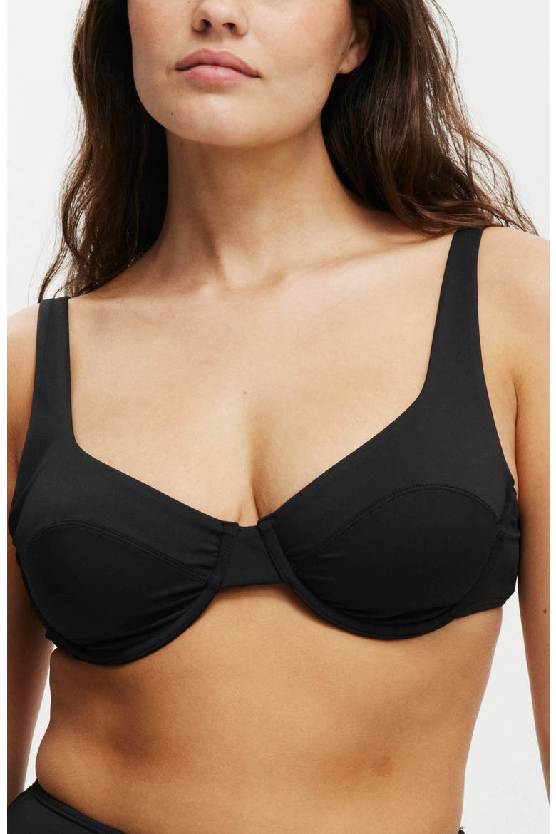 Women's Underwire Balconette Bikini Top, Alternate, color, Black