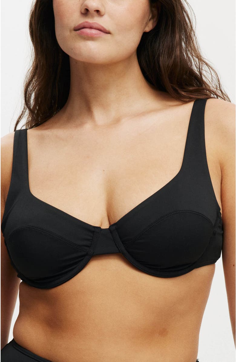 COTTON ON BODY Women's Underwire Balconette Bikini Top, Alternate, color, Black