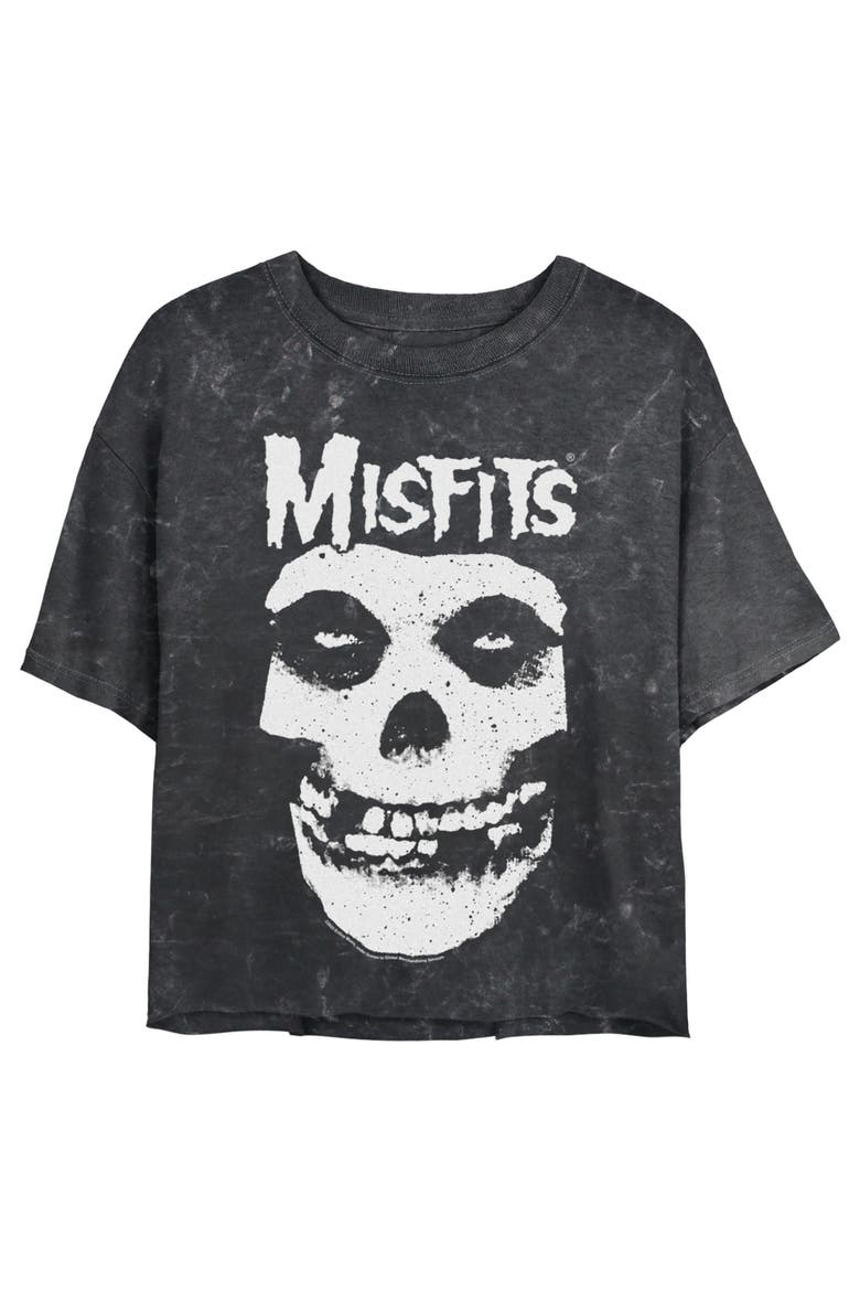 Junior's Misfits Classic Fiend Skull Logo  Graphic T-Shirt, Main, color, Black