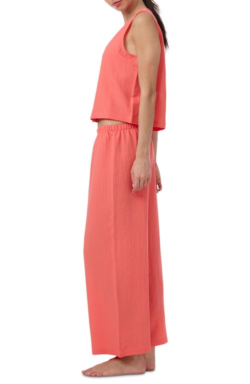 Splendid Button Front Tank & Crop Pants Pajamas In Orange