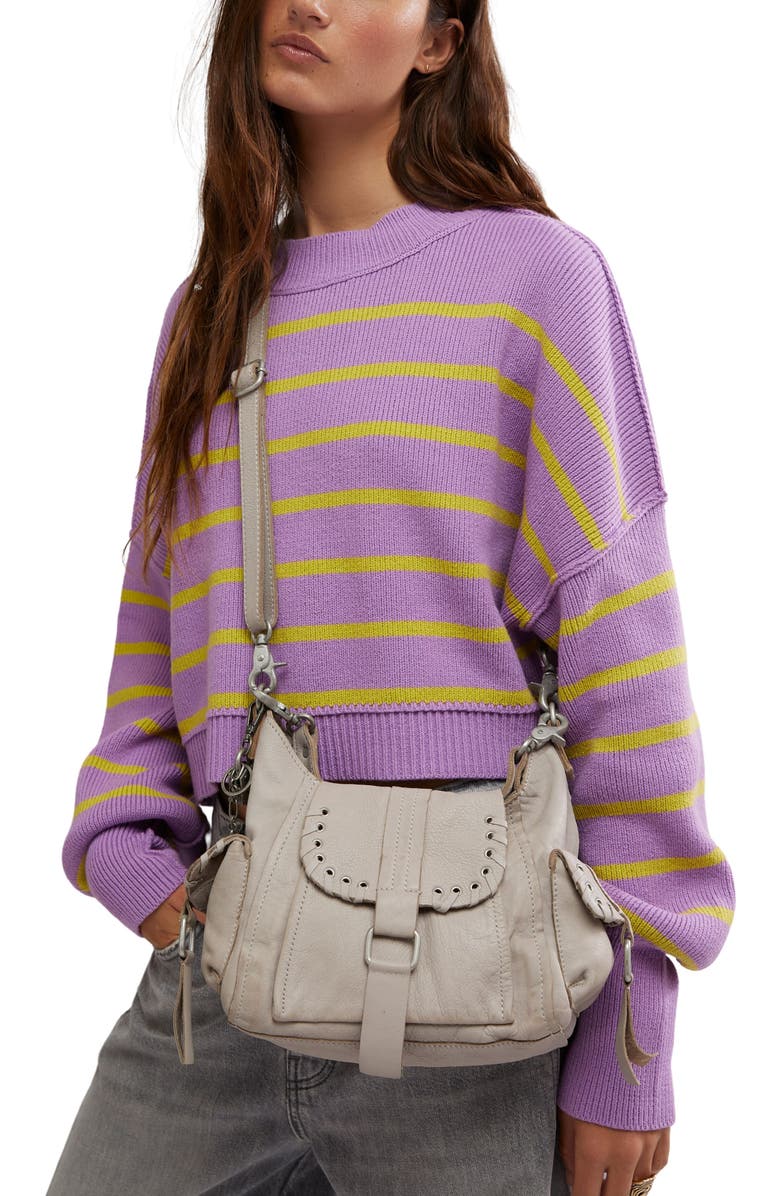 Free People We the Free Baby Leigh Leather Crossbody Bag, Alternate, color, Pearl