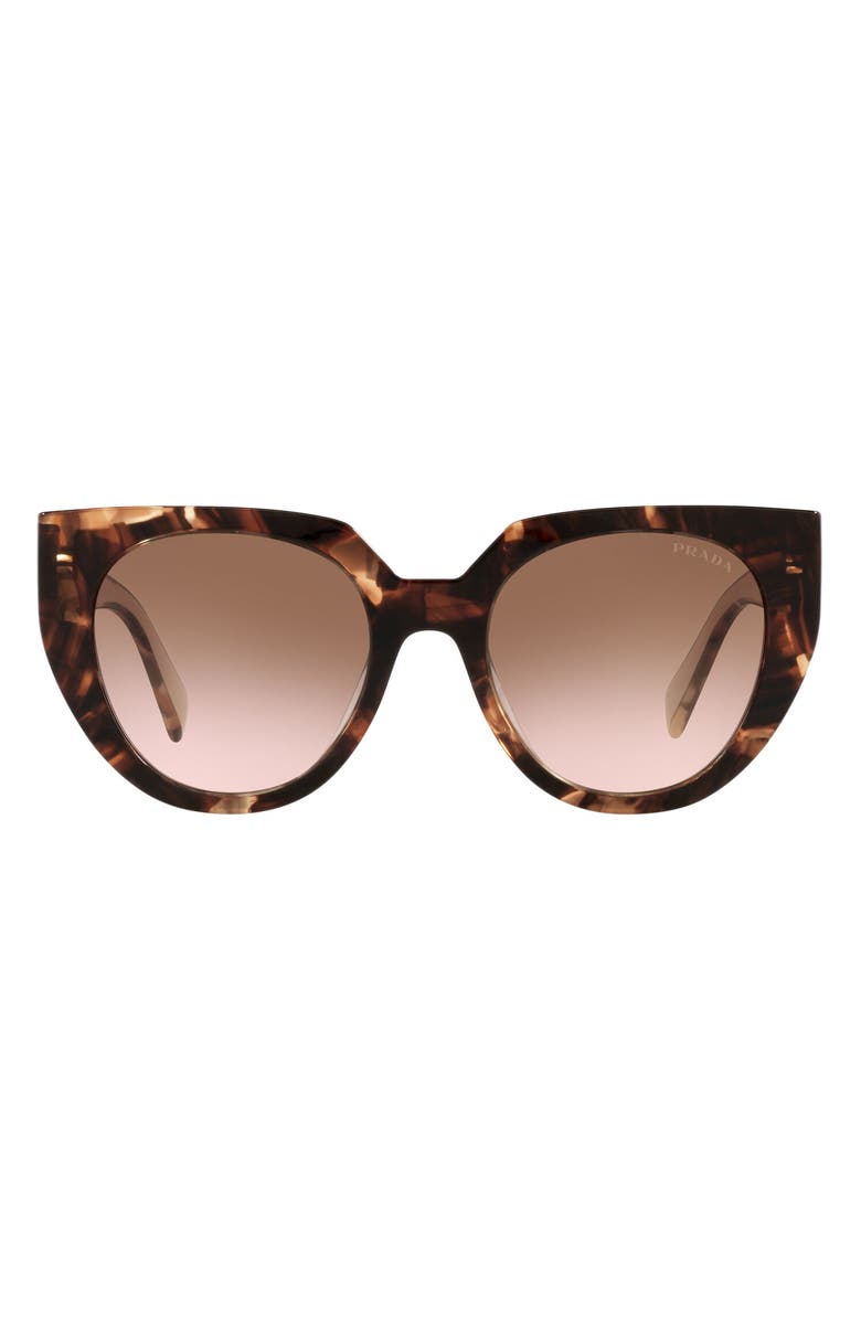 Prada 53mm Gradient Cat Eye Sunglasses, Main, color, Caramel Tortoise/Brown Gr