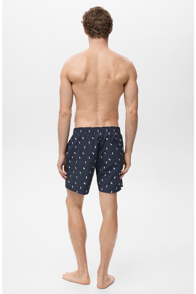 Shell Embroidered Swim Trunks, Alternate, color, NAVY