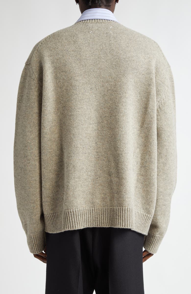 Maison Margiela Oversize V-Neck Wool Sweater, Alternate, color,