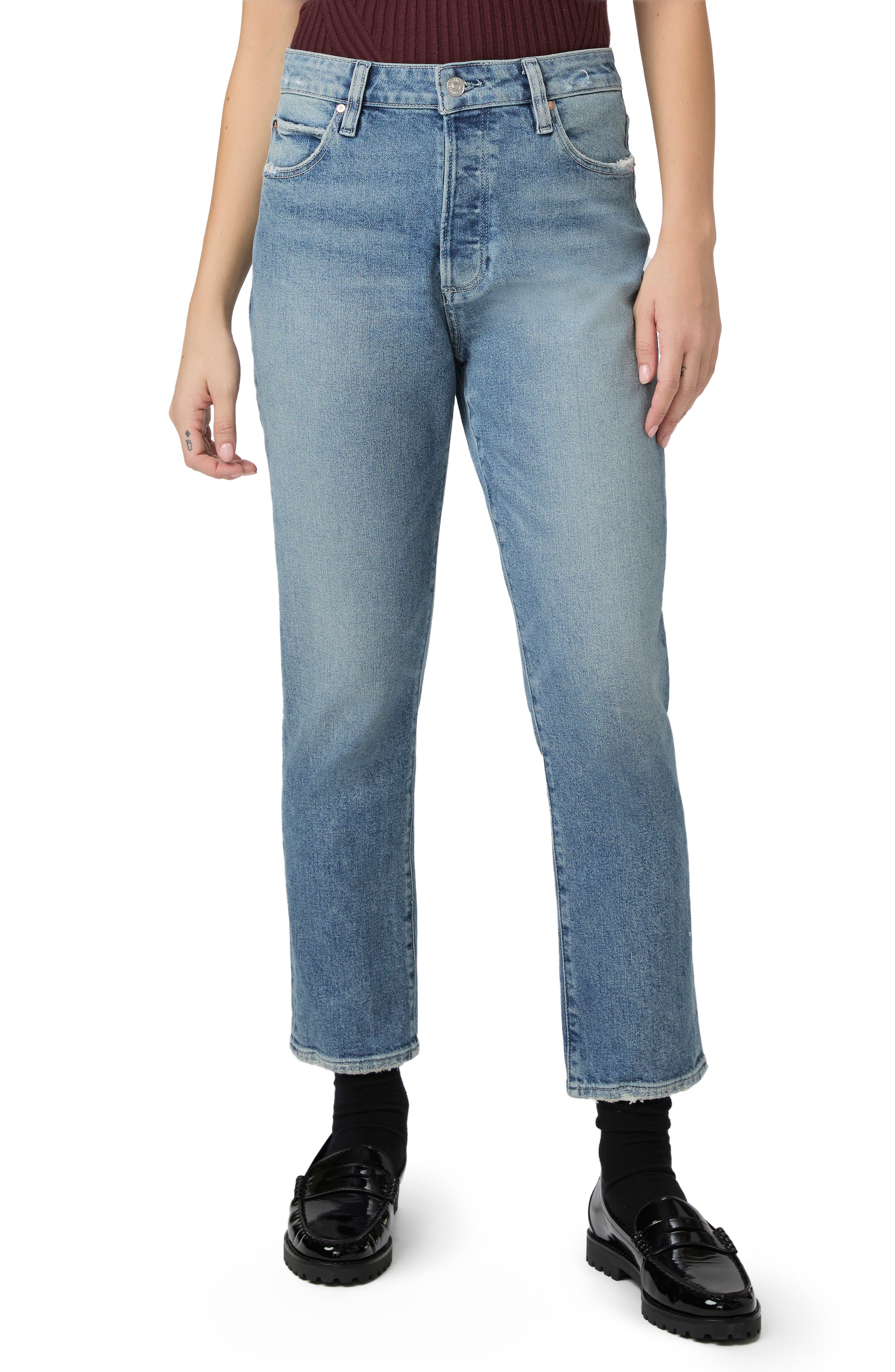 PAIGE Billy High Waist Crop Straight Leg Jeans