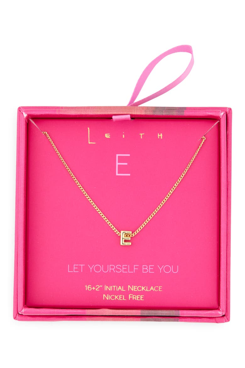 Let Yourself Be You Bubble Initial Pendant Necklace, Main, color, E- GOLD