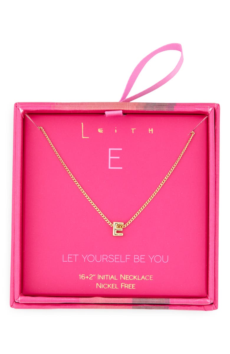 Leith Let Yourself Be You Bubble Initial Pendant Necklace, Main, color, E- Gold