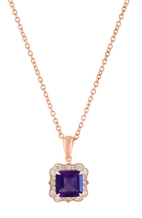 Amethyst & Diamond Pendant Necklace