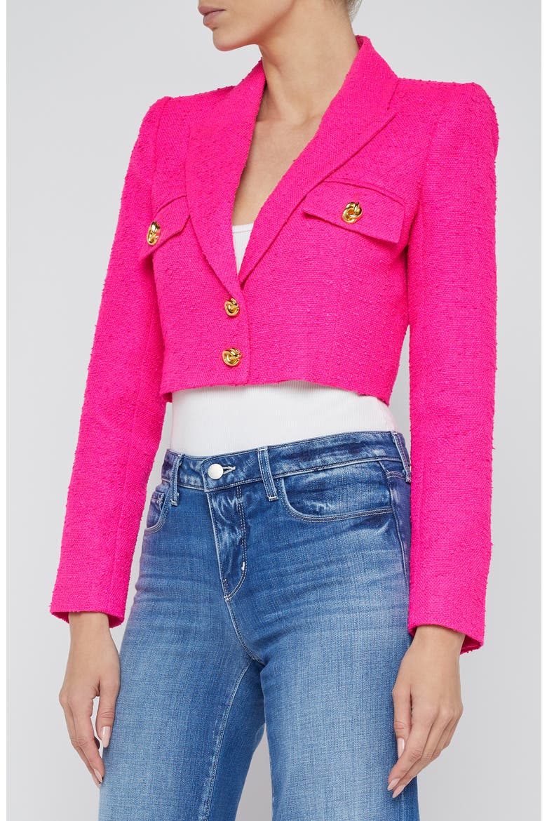 Maura Cropped Blazer, Alternate, color, PINK GLO