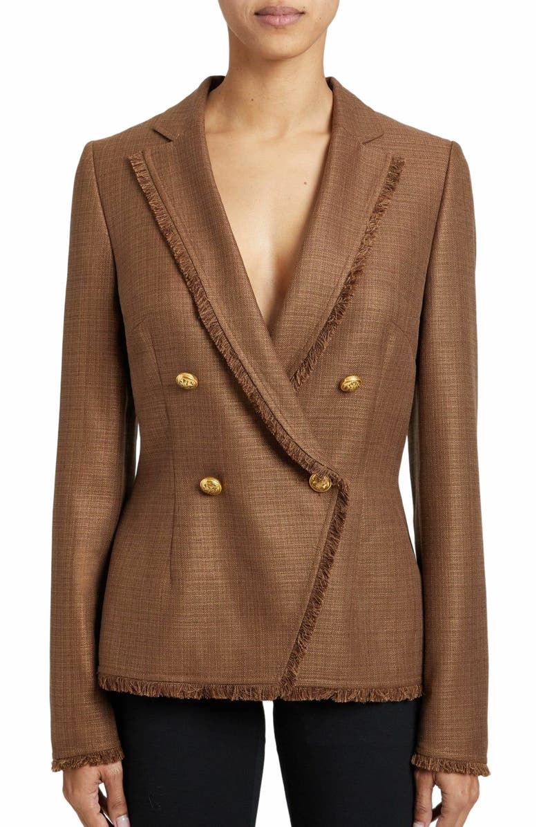 Santorelli ALAIA Double Breasted Four-Button Jacket in Silk Blend, Main, color, 