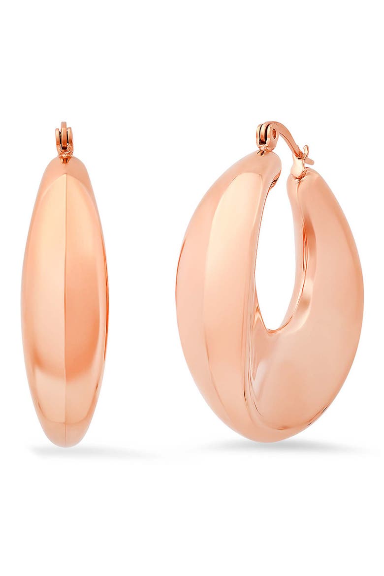 18K Gold Plate Chunky Hoop Earrings, Main, color, ROSE GOLD