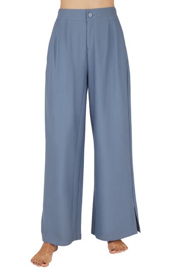 90 Degree By Reflex Fifth Ave Wide Leg Stretch Denim Pants In Flint Stone