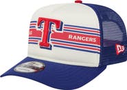 New Era Men's New Era Cream/Royal Texas Rangers Banner A-Frame 9FIFTY Trucker Snapback Hat
