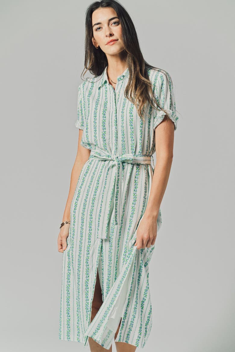 The Short Sleeve Kara Dress, Alternate, color, Blue Floral Stripe