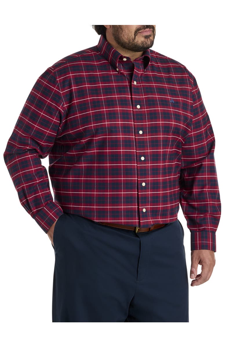 Brooks Brothers Big & Tall Non-Iron Sport Shirt, Alternate, color, Zinfandel Tartan