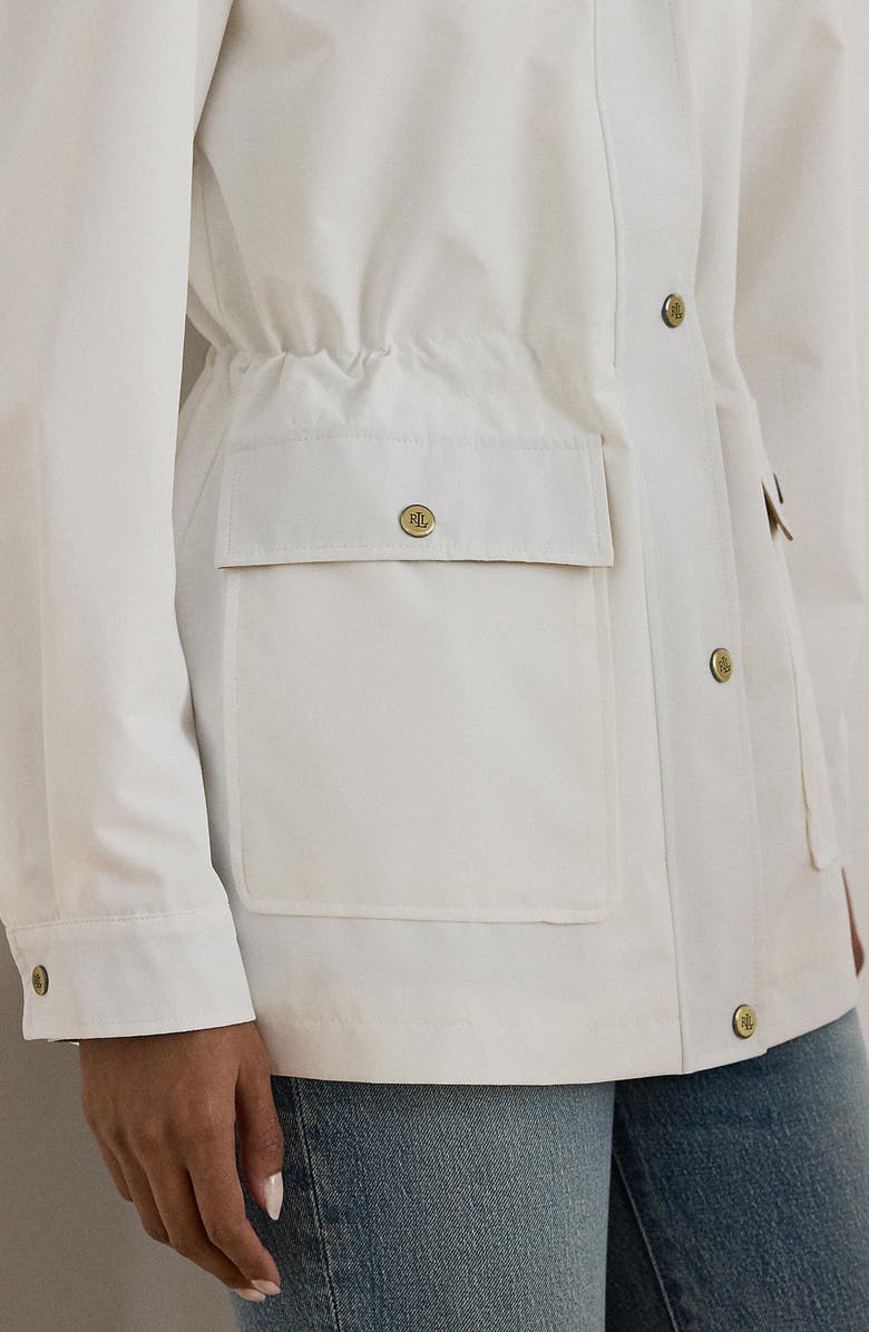 Lauren Ralph Lauren Hooded Contrast Trim Windbreaker, Alternate, color, White