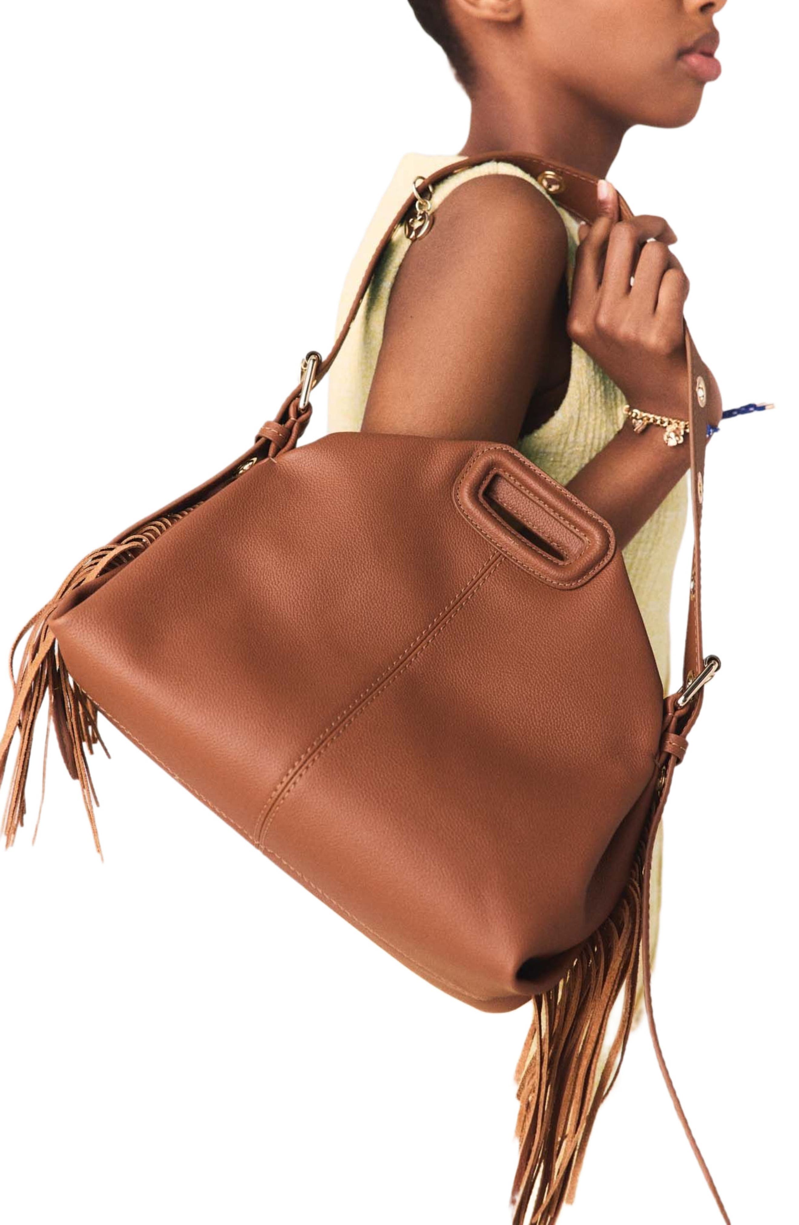Grained leather Miss M bag, Alternate, color, Cognac brown