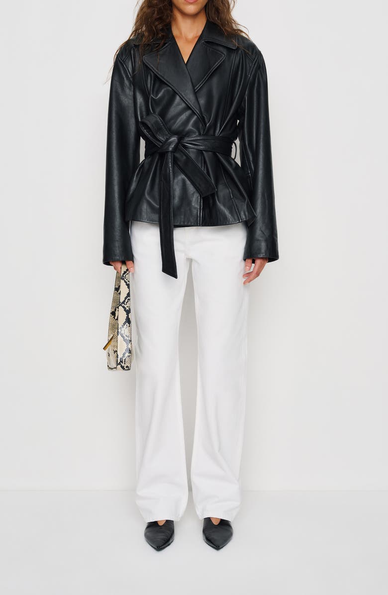 Reformation Veda Jaden Leather Jacket, Alternate, color, Black