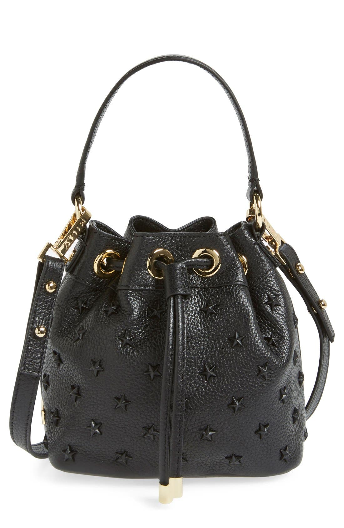 Milly Small Leather Bucket Bag, Main, color, 