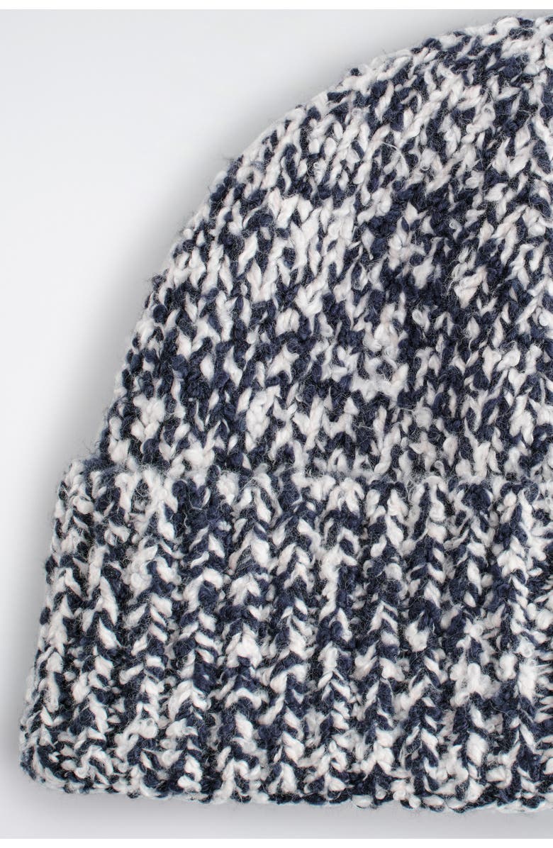 COS Flecked Wool-Blend Beanie, Alternate, color, Navy / White