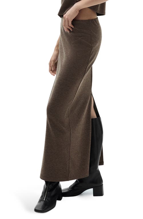 Mango Slit Knit Maxi Skirt In Brown