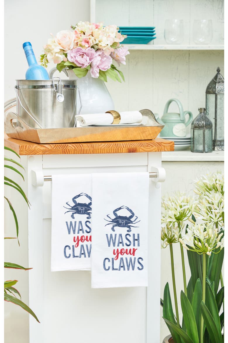 Wash Your Claws Flour Sack Kitchen Towel, Alternate, color, White