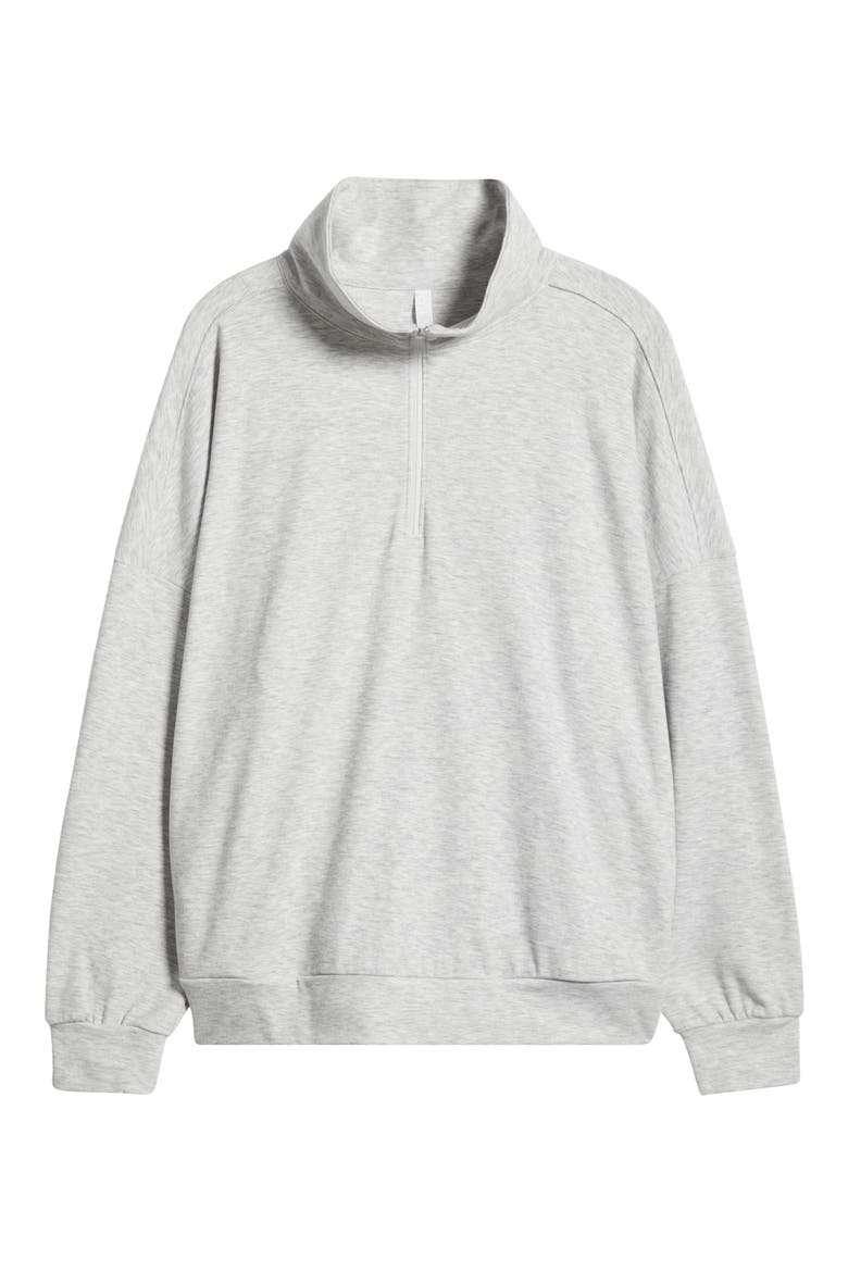 Cozy Half Zip Sweatshirt, Alternate, color, IVORY DOVE HEATHER