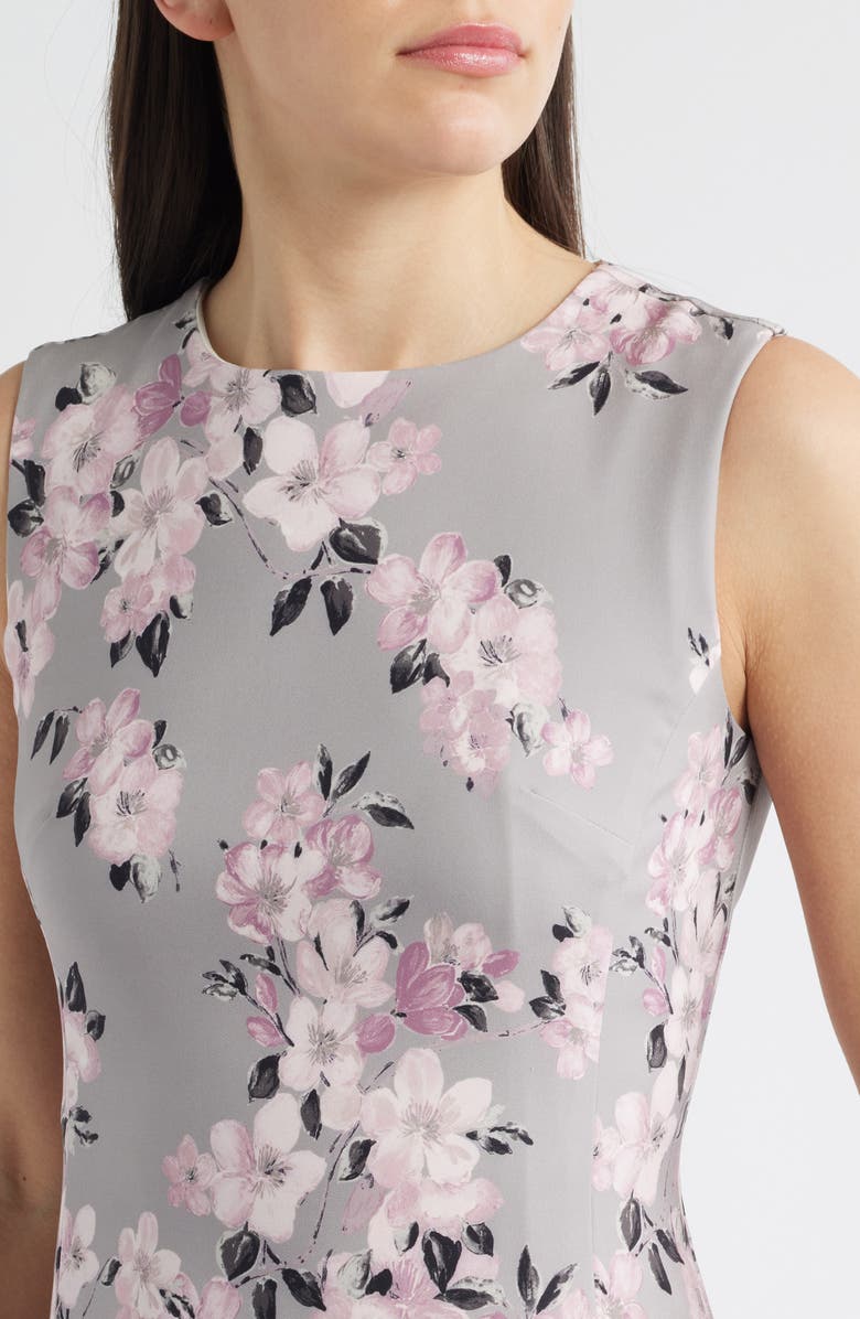 Anne Klein Floral Print Sleeveless Midi Dress, Alternate, color, White Dove Multi