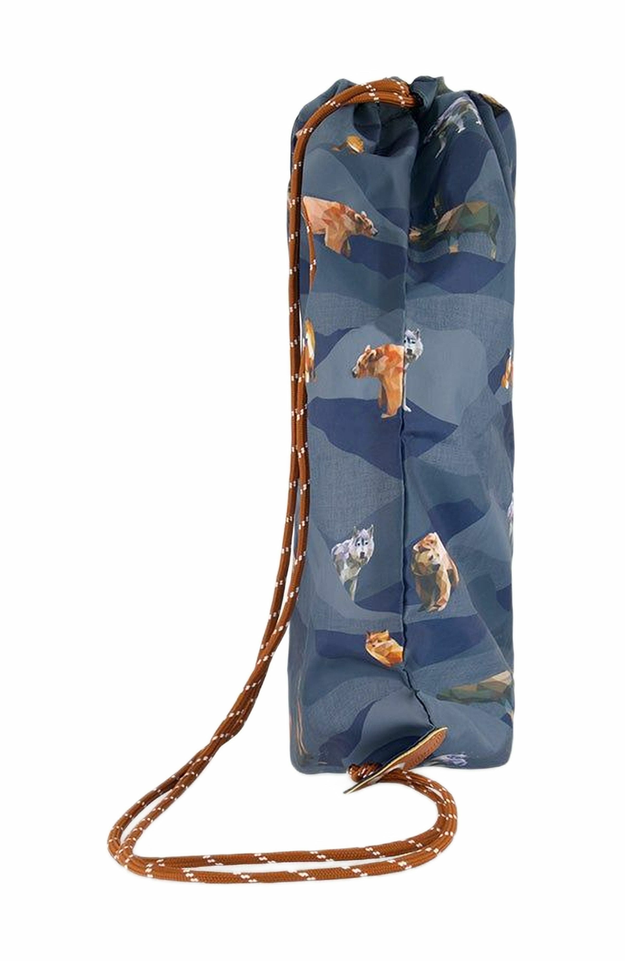 Deux par Deux Boy's Drawstring Bag Navy Printed Mountains Animals, Alternate, color, 